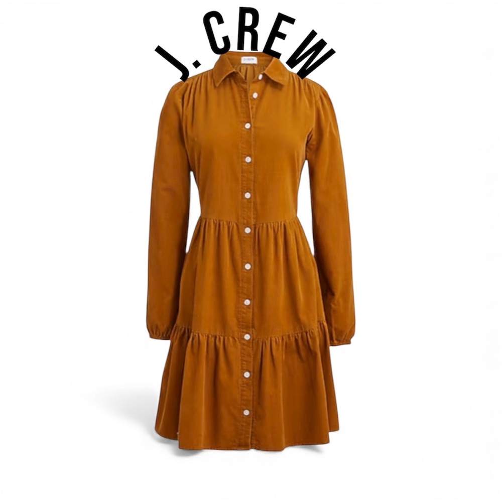 ✨J.CREW Factory
Camel Brown Corduroy
Collared Mini Shirt
Dress - Size 10✨